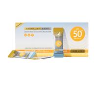 2025 Lot de 50 protections solaires portables SP F 50+, mini format de voyage, avec lotion de protection solaire, isolantes, imperméables et résistantes à la transpiration, protection solaire portable