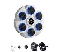 2025 Machine de Boxe Musicale avec Gants de Boxe, Machine de Boxe Musicale, Machine de Boxe Musicale Murale, Machine de Fitness Musicale de Boxe, Maison, Bureau, Boxe (White,Half-Finger Gloves)