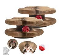 2025 Magic Organ Cat Scratching Board, Foldable Accordion Cardboard Scratcher with Bell Ball Toy, Suitable for Indoor and Outdoor Cats' Toys Interactive Scratch Board (2pcs)