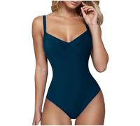 2025 Maillot De Bain Femme 1 Pieces Swimwear Dos Croisé Elégant Bikini Gainant Contrôle Ventre Plat Maillots Une Pièce Femme Push Up Col V Swimsuit Couleur Unie Bretelles Réglables
