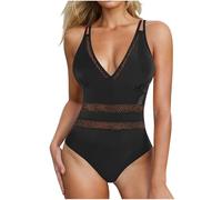 2025 Maillot De Bain Femme 1 Pieces Swimwear Push Up Col V Elégant Bikini Gainant Contrôle Ventre Plat Maillots Une Pièce Femme Mesh Creux Swimsuit Couleur Unie Sexy Dos Croisé