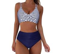 2025 Maillot De Bain Femme 2 Pieces Imprimé Floral Avant Croisé Gainant Ventre Plat Ensemble De Bikini Taille Haute Maillots Deux Pièces Push Up Rembourré Maillot de Bain de Plage à Imprimé Hawaïen