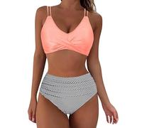 2025 Maillot De Bain Femme 2 Pieces Imprimé Floral Avant Croisé Gainant Ventre Plat Ensemble De Bikini Taille Haute Maillots Deux Pièces Push Up Rembourré Maillot de Bain de Plage à Imprimé Hawaïen