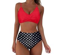 2025 Maillot De Bain Femme 2 Pieces Imprimé Floral Avant Croisé Gainant Ventre Plat Ensemble De Bikini Taille Haute Maillots Deux Pièces Push Up Rembourré Maillot de Bain de Plage à Imprimé Hawaïen