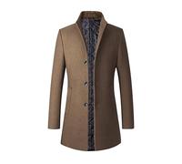 2025 Manteau Homme Mi-Long en Laine Chaud pour Hiver Trench Coat Classique Parka Pardessus Caban Couleur Unie Slim Fit Business Duffle-Coats Coup-Vent Revers Overcoat Manteaux et Blousons Pas Cher
