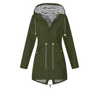 2025 Manteaux Imperméables Vestes Femme Coupe Grande Taille Pardessus Épais Couleur Unie Rayé avec Cordon à Capuche Manteau de Neige Veste Vêtements D'Extérieur Automne Hiver Pas Cher