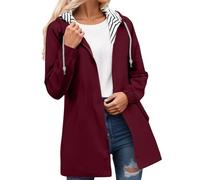 2025 Manteaux Imperméables Vestes Femme Coupe Grande Taille Pardessus Épais Couleur Unie Rayé avec Cordon à Capuche Manteau de Neige Veste Vêtements D'Extérieur Automne Hiver Pas Cher