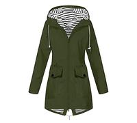 2025 Manteaux Imperméables Vestes Femme Coupe Grande Taille Pardessus Épais Couleur Unie Rayé avec Cordon à Capuche Manteau de Neige Veste Vêtements D'Extérieur Automne Hiver Pas Cher