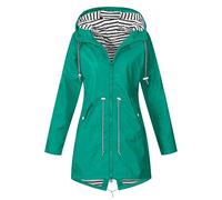 2025 Manteaux Imperméables Vestes Femme Coupe Grande Taille Pardessus Épais Couleur Unie Rayé avec Cordon à Capuche Manteau de Neige Veste Vêtements D'Extérieur Automne Hiver Pas Cher