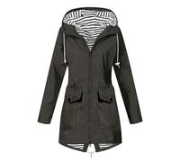 2025 Manteaux Imperméables Vestes Femme Coupe Grande Taille Pardessus Épais Couleur Unie Rayé avec Cordon à Capuche Manteau de Neige Veste Vêtements D'Extérieur Automne Hiver Pas Cher