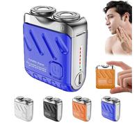 2025 Meigline Mini Shaver, Travel Mini Electric Shaver, Small Steel Cannon Suspended Magnetic Blade Shavers Razor with 360° Floating Dual-Head, Waterproof (Blue)