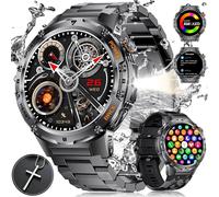 2025 Men's Smart Watch With Led Torch, 1.43 Inch Amoled Military Smart Watch With 530 Mah Akku 5atm Waterproof Fitness Tracker 132 Sports Modes, Smartwatch With Bluetooth Call Android Ios