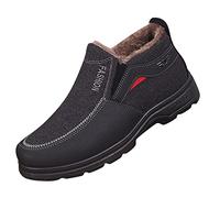 2025 Mode Hiver Hommes Bottes de Neige Bout Rond Épais Bas Slip sur Couleur Unie Chaud Confortable Hommes Baskets Chaussures Noir, Noir , 39 EU