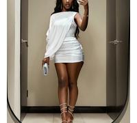 2025 Mode Petite Dame Célèbre Élégante Robe Mini Ultra Courte et Moulante pour Fête d'Anniversaire, Bar, Boîte de Nuit, Rendez-vous, Rassemblement de Sœurs - Épaule Dénudée L,M,S,XL,XS,XXL,XXS,XXXL,XX