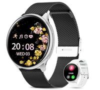 2025 Montre Connectée Femme, 1.39" TFT Smartwatch avec Appel Bluetooth Moniteur de Sommeil SpO2 Cycle Menstruel 100+ Modes Sport IP68 Fitness Podomètre pour Android iOS (Noir Argenté)