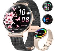 2025 Montre Connectée Femme, 1.43"" AMOLED Arc Display Smartwatch Or Rose avec Appels Bluetooth, Fonction Féminine/Fréquence Cardiaque/SpO2, IP68 Étanche 120+ Mode Sport Podomètre de Sport iOS