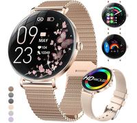 2025 Montre Connectée Femme, 1.43"" Amoled Arc Display Smartwatch Or Rose Avec Appels Bluetooth, Fonction Féminine/Fréquence