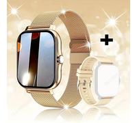 2025 Montre Intelligente Bluetooth Parler 1.83 Pouces Écran Tactile Complet Surveillance De La Fréquence Cardiaque Du Sommeil Sport Fitness Montre Intelligente Hommes Femmes Cadeau.Gold Milan.