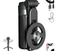2025 New 4-in-1 Multifunctional 360° Rotation Magnetic Selfie Stick,Portable Extendable Detachable Pocket Size Selfie Stick with Remote Control for iPhone/Android,Mini for Travel Vlog (Black-B)