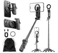 2025 New 4-in-1 Multifunctional Magnetic Selfie Stick, 360° Rotation Phone Tripod with Wireless Remote, Portable Extendable Mag Tripod, for All Mobile Phones (2Pcs)