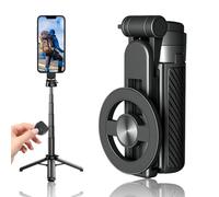 2025 New 4-in-1 Multifunctional Magnetic Selfie Stick,360 Tripod for Cell Phone Rotating with Remote,for iPhone Or Android,Phone Stand for Video Recording Or Vlogging - Portable Travel (Black)