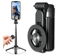 2025 New 4 in 1 Multifunctional Magnetic Selfie Stick,4-in-1 Multifunctional 360° Rotation Magnetic Selfie Stick,with Remote Control,for Travel Vlog (Black)