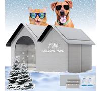 2025 New Air Conditioned Dog House, Dog House with AC, Cooling Cat Houses, Foldable, with Air Conditioning 10 Ice Packs for Small, Medium, and Large Dogs and Cats (Gray,XL)