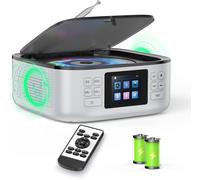 [2025 New] ARAFUNA Lecteur CD Portable pour la Maison, Boombox Rechargeable, Lecteur CD Bluetooth avec Haut-parleurs, Petit Lecteur Radio CD, écran LED Couleur, télécommande, Compatible FM/USB/AUX