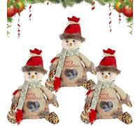 2025 New Christmas Bags Zipper Design, Santa Snowman Fabric Gift Bags, Reusable, Can Hold 500g/1.1lb Apples, for Presents Candy Fruit and Festival (Mix1,3pcs)