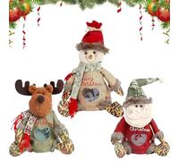 2025 New Christmas Bags Zipper Design, Santa Snowman Fabric Gift Bags, Reusable, Can Hold 500g/1.1lb Apples, for Presents Candy Fruit and Festival (Mix4,3pcs)