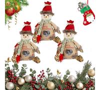 2025 New Christmas Doll Gift Bags Zipper Design, Christmas Doll Zipper Gift Bags, Reusable Small Fabric Bag with Santa Claus Style for Presents Candy Fruit and Holiday Decorations (3pcs*Snowman)