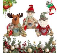 2025 New Christmas Doll Gift Bags Zipper Design, Christmas Doll Zipper Gift Bags, Reusable Small Fabric Bag with Santa Claus Style for Presents Candy Fruit and Holiday Decorations (3pcs)