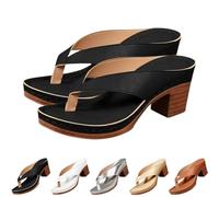 2025 New Chunky Sandals For Women Slip On Open Toe Square Toe Comfortable Chunky Heeled Sandals Mules Wedges Flip Flops For Long Walk Casual Shoes Dressy (Black,36)