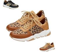 2025 New Comfortable Leopard Sneakers, Cheetah Print Shoes, Orthopedic Sport Shoe for Women Men, Women's Fashion Sneaker, Classic Retro Lace-Up Trainers (Brown,41)