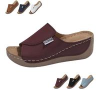 2025 New Comfortable Orthopedic Wedge Sandals for Women, Breathable Summer Solid Color Platform Slip On Walking Sandals with Arch Support (Red,40)
