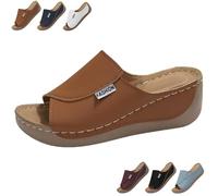 2025 New Comfortable Orthopedic Wedge Sandals for Women, Breathable Summer Solid Color Platform Slip On Walking Sandals with Arch Support (Brown,40)