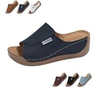 2025 New Comfortable Orthopedic Wedge Sandals for Women, Breathable Summer Solid Color Platform Slip On Walking Sandals with Arch Support (Blue,42)