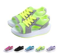 2025 New Contrast Paneled Cutout Lace-Up Muffin Sandals, Open Toe Tennis Shoes, Women Causal Summer Toe Platform Sneaker Sandals (Green,40)