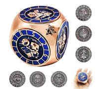 2025 New DND Spinner Dice, 7 in 1 Metal Dice Set with 3D Relief for Dungeons and Dragons Gifts, Polyhedral Roleplaying Game Dice, Fantasy D&D Tabletop RPG Accessories for Player (Copper Blue)