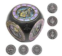 2025 New DND Spinner Dice, 7 in 1 Metal Dice Set with 3D Relief for Dungeons and Dragons Gifts, Polyhedral Roleplaying Game Dice, Fantasy D&D Tabletop RPG Accessories for Player (Black Blue Pink)