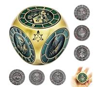 2025 New DND Spinner Dice, 7 in 1 Metal Dice Set with 3D Relief for Dungeons and Dragons Gifts, Polyhedral Roleplaying Game Dice, Fantasy D&D Tabletop RPG Accessories for Player (Bronze)