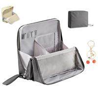 2025 New Doresty Makeup Bag,Doresty Standing Makeup Bag,Multi-Purpose Large Capacity Oxford Cloth Standing Makeup Bags with Compartments for Girls Women (Gray)