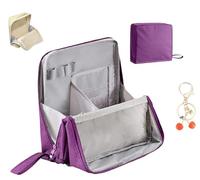 2025 New Doresty Makeup Bag,Doresty Standing Makeup Bag,Multi-Purpose Large Capacity Oxford Cloth Standing Makeup Bags with Compartments for Girls Women (Purple)