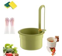 2025 New Faucet Hanging Strainer, Plastic Kitchen Faucet Strainer Basket, Food Fruit Vegetable Drain Shelf Sink Storage Holder, Press Automatic Dumping Kitchen Draining Basket,Easy to Install (Green)