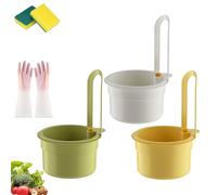 2025 New Faucet Hanging Strainer, Plastic Kitchen Faucet Strainer Basket, Food Fruit Vegetable Drain Shelf Sink Storage Holder, Press Automatic Dumping Kitchen Draining Basket,Easy to Install (3pcs)