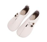2025 New Flats for Women Elastic Button Leather Vamp Loafers ummer Fashion Round Toe Flats Lightweight Comfortable Flat Shoes Cushion Slip-on Casual Shoes (2,42)