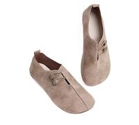 2025 New Flats for Women Elastic Button Leather Vamp Loafers ummer Fashion Round Toe Flats Lightweight Comfortable Flat Shoes Cushion Slip-on Casual Shoes (3,38)