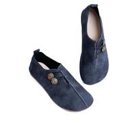 2025 New Flats for Women Elastic Button Leather Vamp Loafers ummer Fashion Round Toe Flats Lightweight Comfortable Flat Shoes Cushion Slip-on Casual Shoes (6,36)