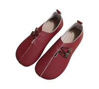 2025 New Flats for Women Elastic Button Leather Vamp Loafers ummer Fashion Round Toe Flats Lightweight Comfortable Flat Shoes Cushion Slip-on Casual Shoes (1,38)