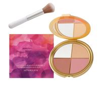2025 New Glowjiu Highlighting Eye & Cheek Palette, Eye & Cheek palette - Eyeshadow And Highlighter Makeup, 4-In-1 Highlight Shades Makeup for Blush, Makeup Palettes Contour Kits (1Pcs)